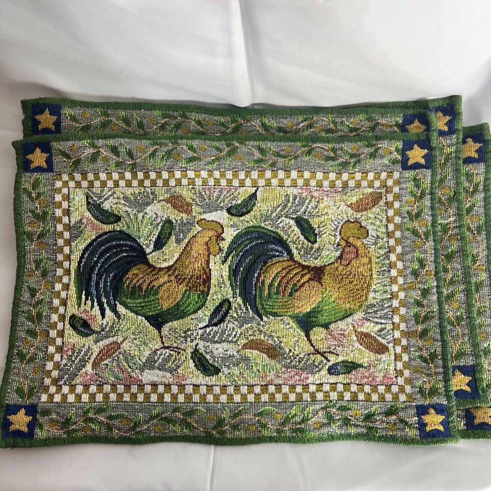 Set of 4  Vintage Rooster Placemats No Brand. 15x 11 Size